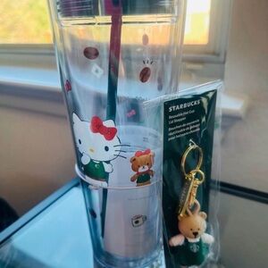 🌸 Starbucks x Hello Kitty Reusable Cold Cup + Bear Keychain Set | NWT